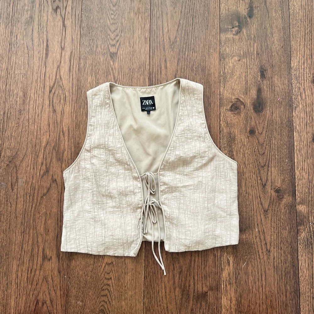 Zara Tie Front Tan Vest